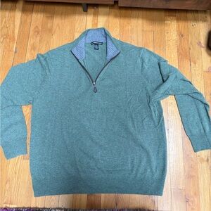 The Cashmere Project Heathered Green Quarter-Zip Sweater